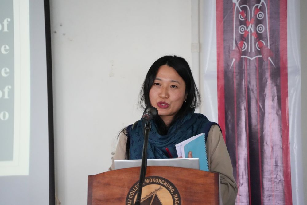 Dr Imnazenla Longkumer, Assistant Professor, Department of Political Science speaking during the bi-monthly inter-departmental seminar held at FAC Mokokchung.